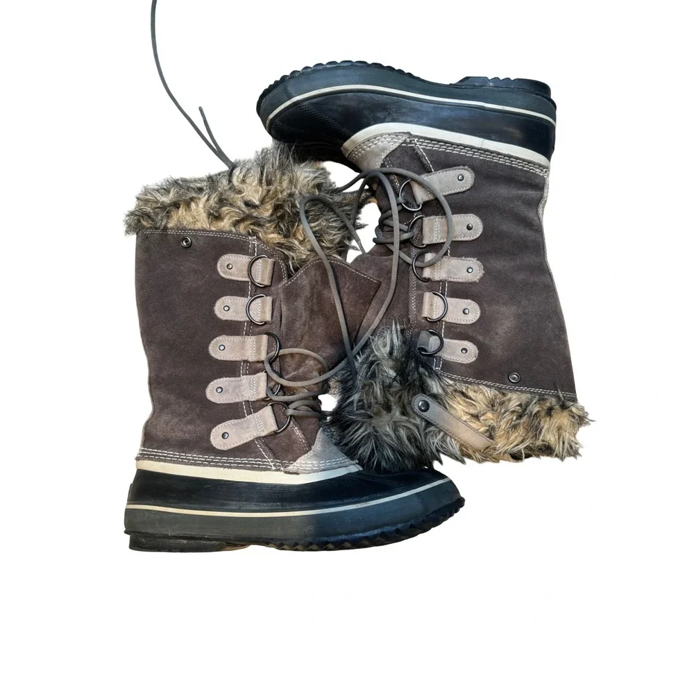 Sorel Joan of Arctic Women's Size 10 Brown Waterproof‎ Snow Boots Faux Fur Lace